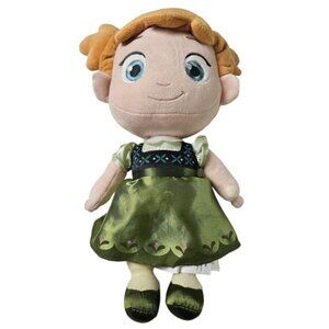 Disney Store Frozen Anna Plush Baby Doll Young Toddler Stuffed Green Dress